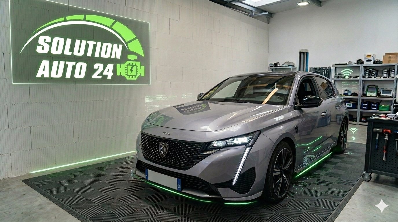 Atelier Solution Auto 24 – Peugeot 308 en cours de reprogrammation